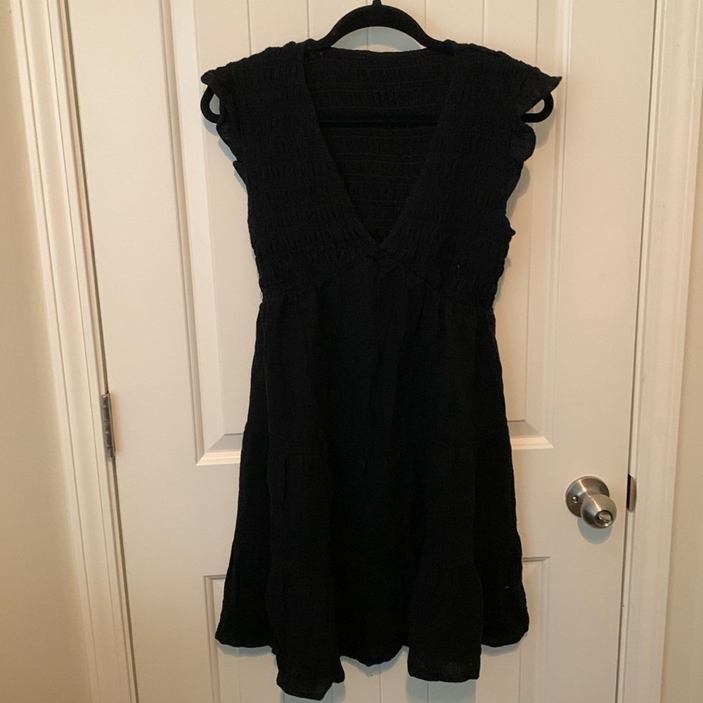 Beachsissi Black V Neck Mini Dress